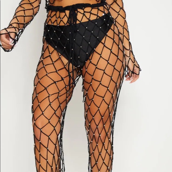 Prettylittlething black beaded pants - Picture 1 of 5